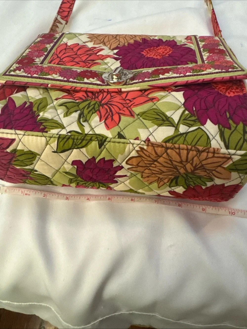 Vera Bradley Floral Quilted Crossbody in Pink, Orange and Green